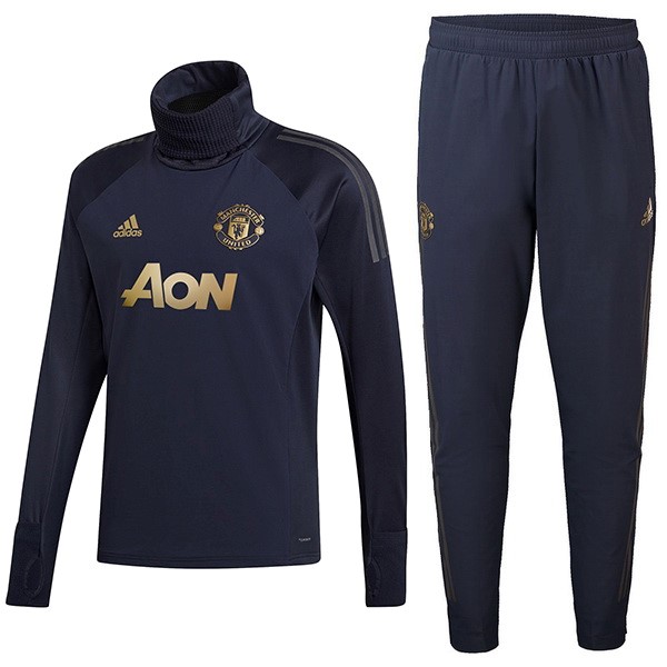 Trainingsanzug Manchester United 2018-19 Blau Gold Fussballtrikots Günstig